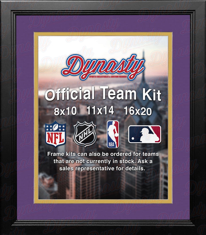 Dynasty Sports & Framing Custom Framing NHL Hockey Photo Picture Frame Kit - Los Angeles Kings (Purple Matting, Yellow Trim)