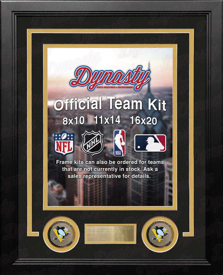 Dynasty Sports & Framing Custom Framing NHL Hockey Photo Picture Frame Kit - Pittsburgh Penguins (Black Matting, Yellow Trim)