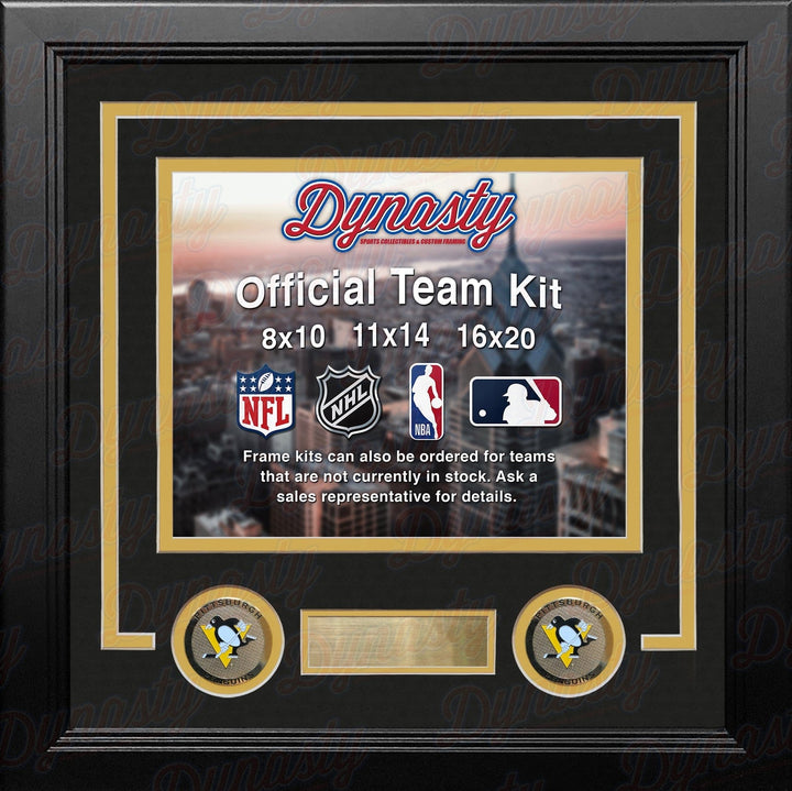Dynasty Sports & Framing Custom Framing NHL Hockey Photo Picture Frame Kit - Pittsburgh Penguins (Black Matting, Yellow Trim)