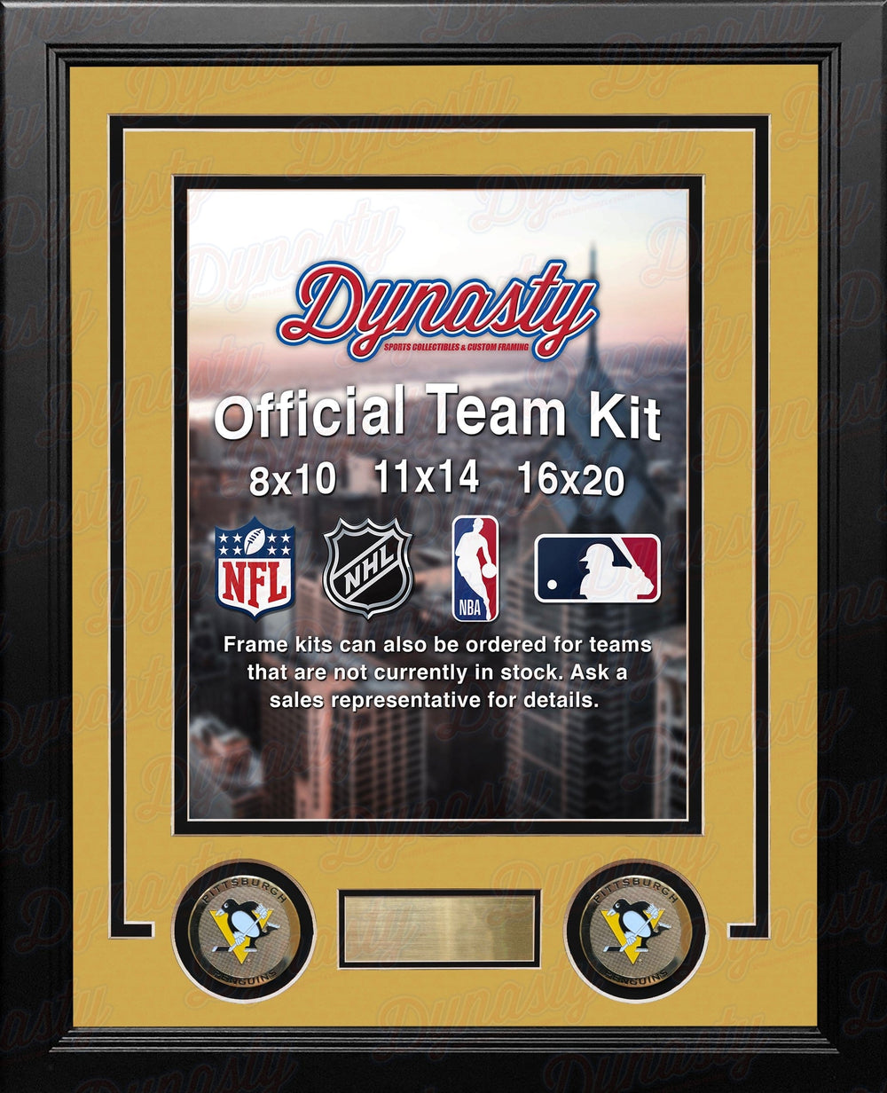 Dynasty Sports & Framing Custom Framing NHL Hockey Photo Picture Frame Kit - Pittsburgh Penguins (Yellow Matting, Black Trim)