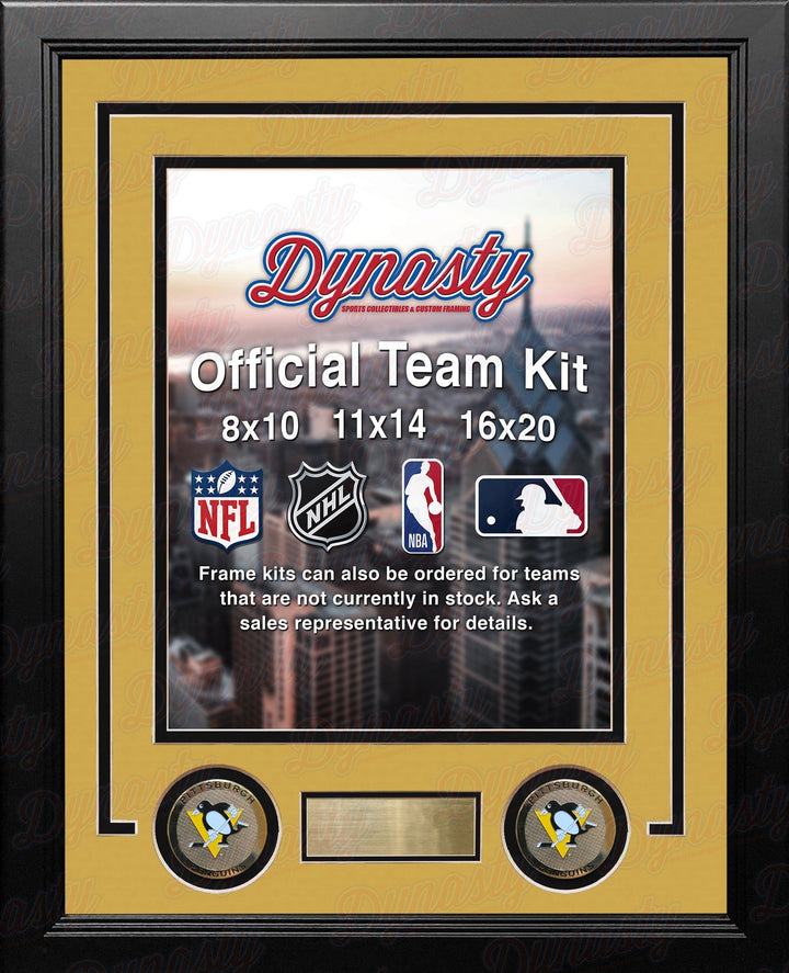 Dynasty Sports & Framing Custom Framing NHL Hockey Photo Picture Frame Kit - Pittsburgh Penguins (Yellow Matting, Black Trim)