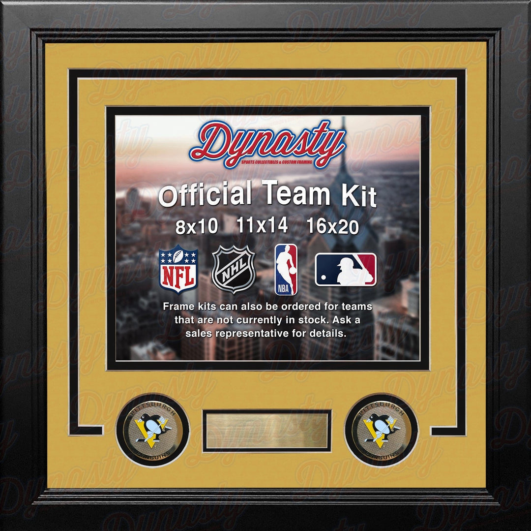 Dynasty Sports & Framing Custom Framing NHL Hockey Photo Picture Frame Kit - Pittsburgh Penguins (Yellow Matting, Black Trim)