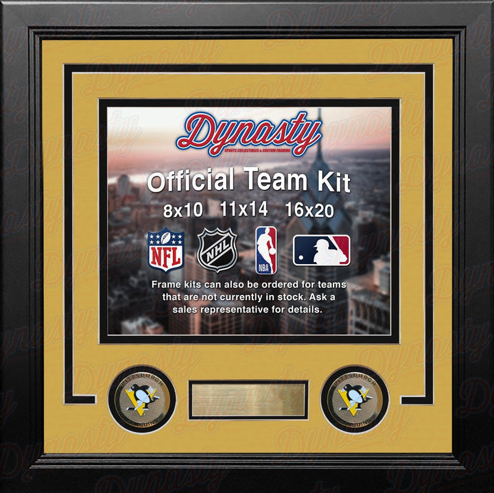 Dynasty Sports & Framing Custom Framing NHL Hockey Photo Picture Frame Kit - Pittsburgh Penguins (Yellow Matting, Black Trim)
