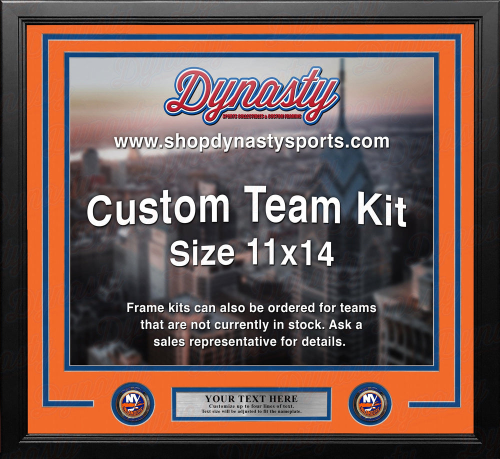 Dynasty Sports & Framing Custom Framing Orange Matting & Blue Trim / Landscape (Horizontal); Standard Glass / No Nameplate or Medallions New York Islanders Custom NHL Hockey 11x14 Picture Frame Kit (Multiple Colors)