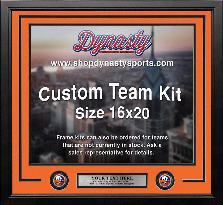 Dynasty Sports & Framing Custom Framing Orange Matting & Blue Trim / Landscape (Horizontal); Standard Glass / No Nameplate or Medallions New York Islanders Custom NHL Hockey 16x20 Picture Frame Kit (Multiple Colors)