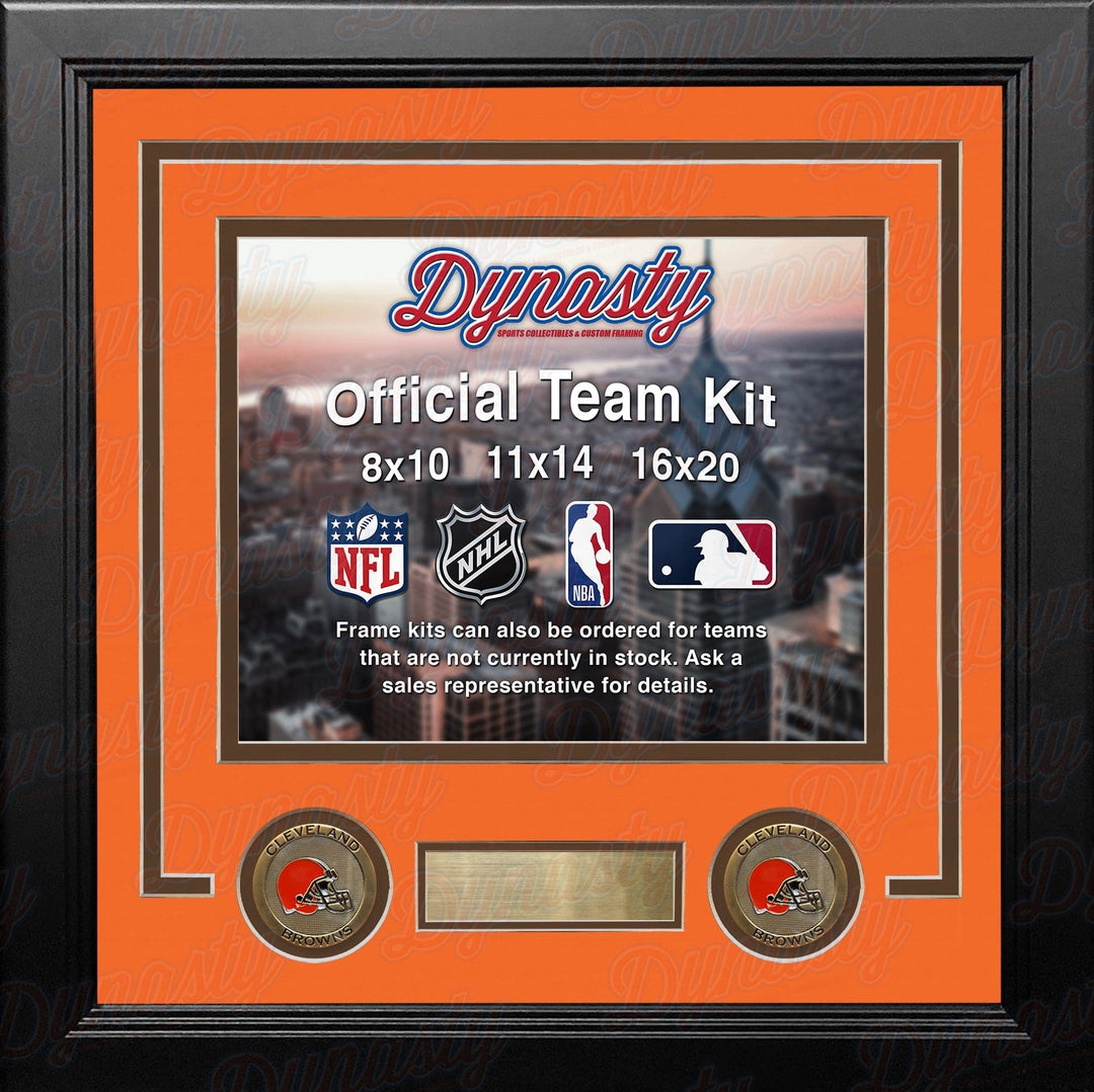 Dynasty Sports & Framing Custom Framing Orange Matting & Brown Trim / Landscape (Horizontal); Standard Glass / No Nameplate or Medallions Cleveland Browns Custom NFL Football 11x14 Picture Frame Kit (Multiple Colors)