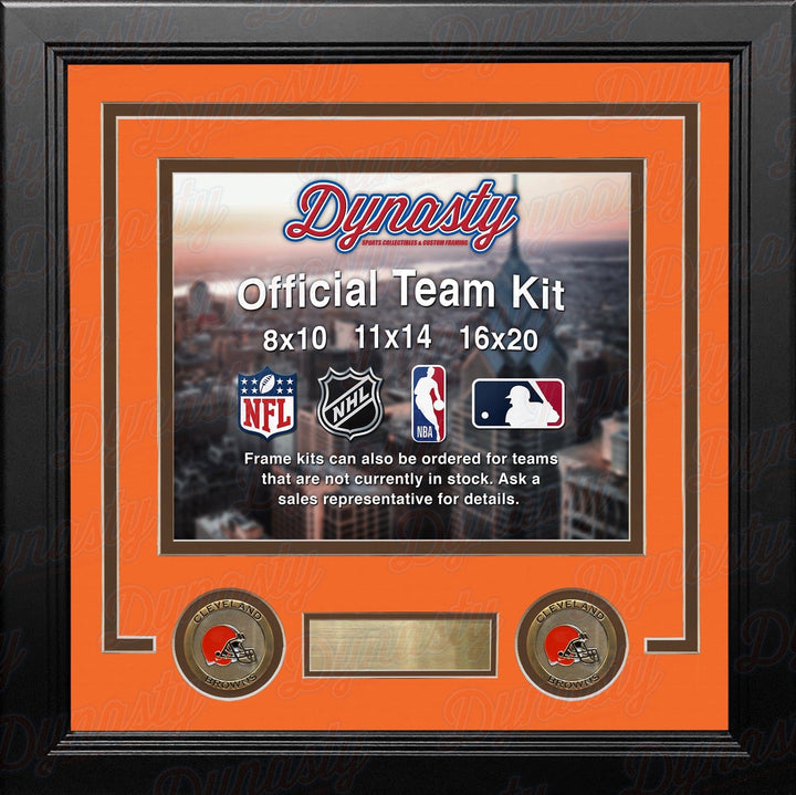 Dynasty Sports & Framing Custom Framing Orange Matting & Brown Trim / Landscape (Horizontal); Standard Glass / No Nameplate or Medallions Cleveland Browns Custom NFL Football 11x14 Picture Frame Kit (Multiple Colors)