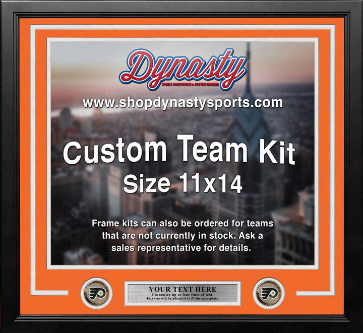 Dynasty Sports & Framing Custom Framing Orange Matting & White Trim / Landscape (Horizontal); Standard Glass / No Nameplate or Medallions Philadelphia Flyers Custom NHL Hockey 11x14 Picture Frame Kit (Multiple Colors)