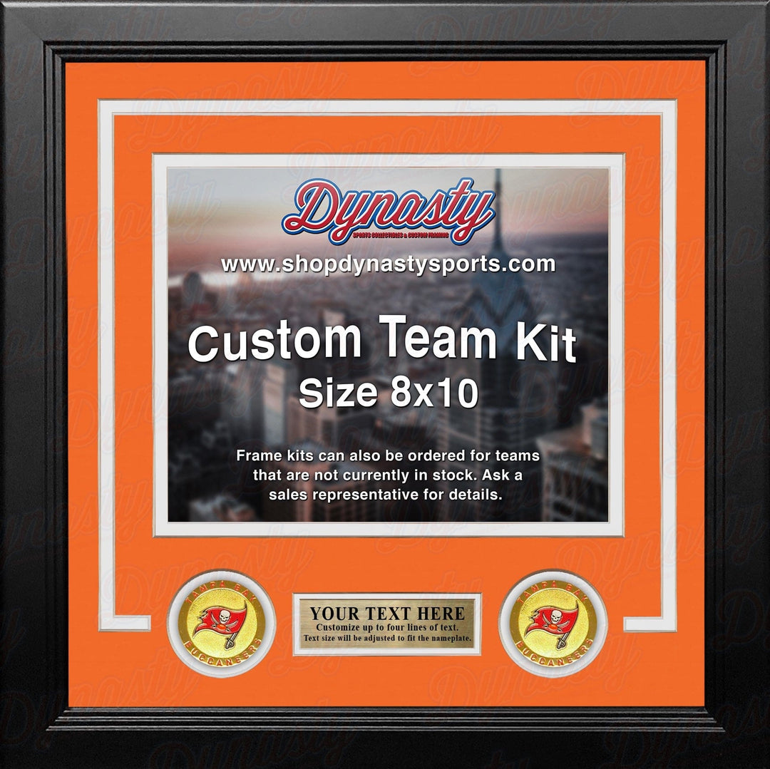 Dynasty Sports & Framing Custom Framing Orange Matting & White Trim / Landscape (Horizontal); Standard Glass / No Nameplate or Medallions Tampa Bay Buccaneers Throwback Custom NFL Football 8x10 Picture Frame Kit (Multiple Colors)