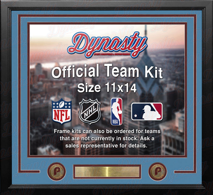 Dynasty Sports & Framing Custom Framing Powder Blue Matting & Maroon Trim / Landscape (Horizontal); Standard Glass / No Nameplate or Medallions Philadelphia Phillies Throwback Custom MLB Baseball 11x14 Picture Frame Kit (Multiple Colors)