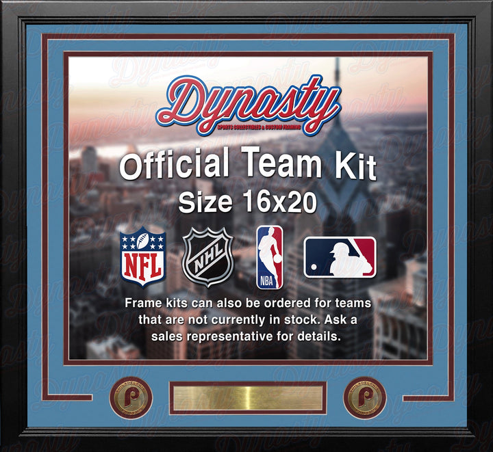 Dynasty Sports & Framing Custom Framing Powder Blue Matting & Maroon Trim / Landscape (Horizontal); Standard Glass / No Nameplate or Medallions Philadelphia Phillies Throwback Custom MLB Baseball 16x20 Picture Frame Kit (Multiple Colors)