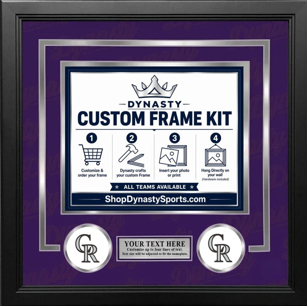 Dynasty Sports & Framing Custom Framing Purple Matting & Silver Trim / Landscape (Horizontal); Standard Glass / No Nameplate or Logos Colorado Rockies Custom MLB Baseball 8x10 Picture Frame Kit (Multiple Colors)