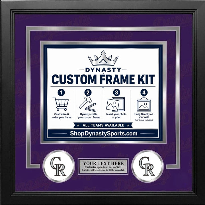 Dynasty Sports & Framing Custom Framing Purple Matting & Silver Trim / Landscape (Horizontal); Standard Glass / No Nameplate or Logos Colorado Rockies Custom MLB Baseball 8x10 Picture Frame Kit (Multiple Colors)