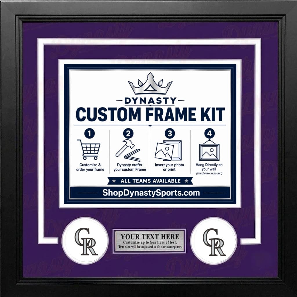 Dynasty Sports & Framing Custom Framing Purple Matting & White Trim / Landscape (Horizontal); Standard Glass / No Nameplate or Logos Colorado Rockies Custom MLB Baseball 16x20 Picture Frame Kit (Multiple Colors)