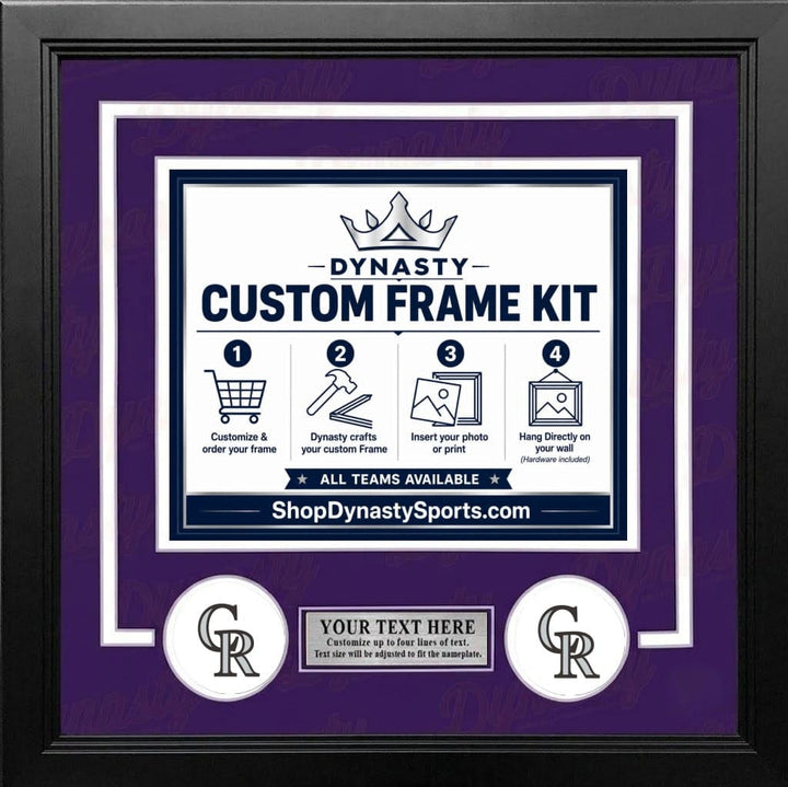 Dynasty Sports & Framing Custom Framing Purple Matting & White Trim / Landscape (Horizontal); Standard Glass / No Nameplate or Logos Colorado Rockies Custom MLB Baseball 8x10 Picture Frame Kit (Multiple Colors)