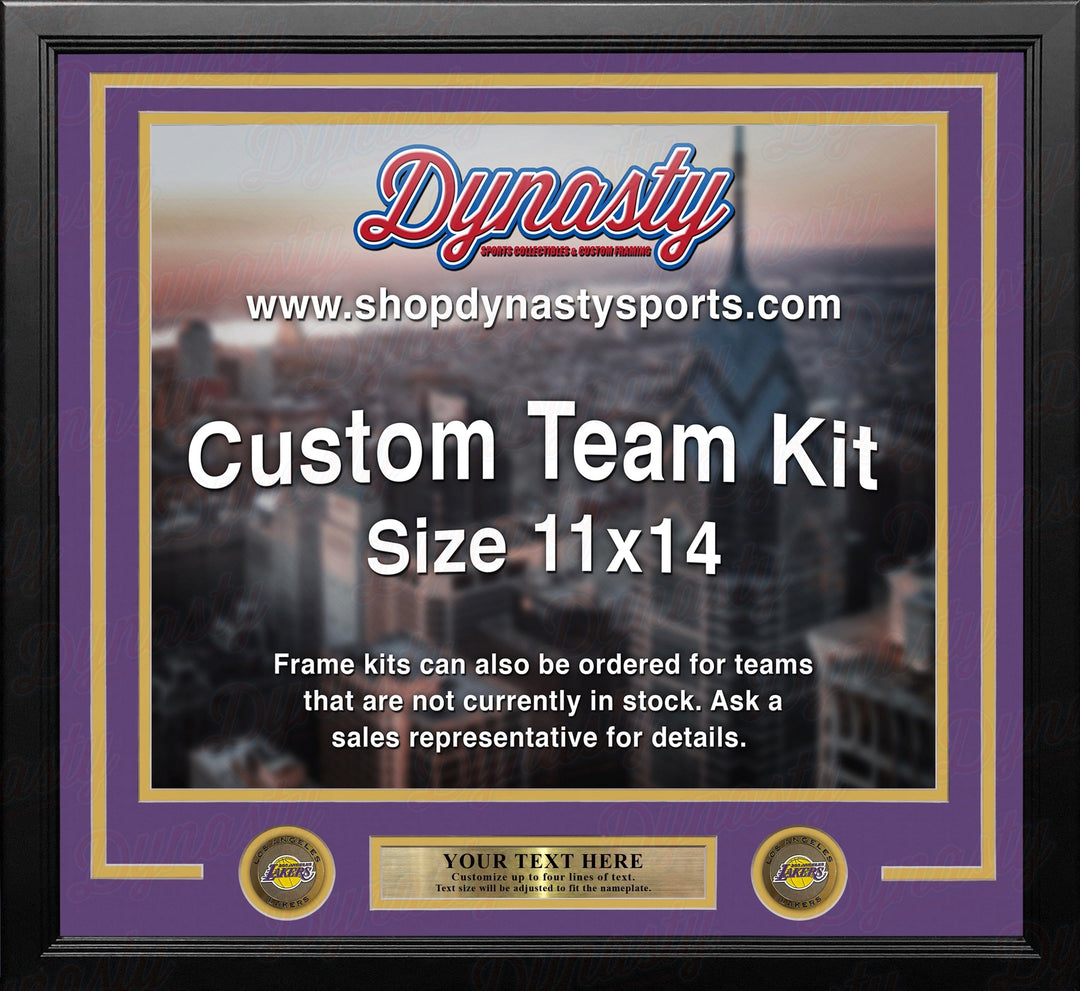 Dynasty Sports & Framing Custom Framing Purple Matting & Yellow Trim / Landscape (Horizontal); Standard Glass / No Nameplate or Medallions Los Angeles Lakers Custom NBA Basketball 11x14 Picture Frame Kit (Multiple Colors)