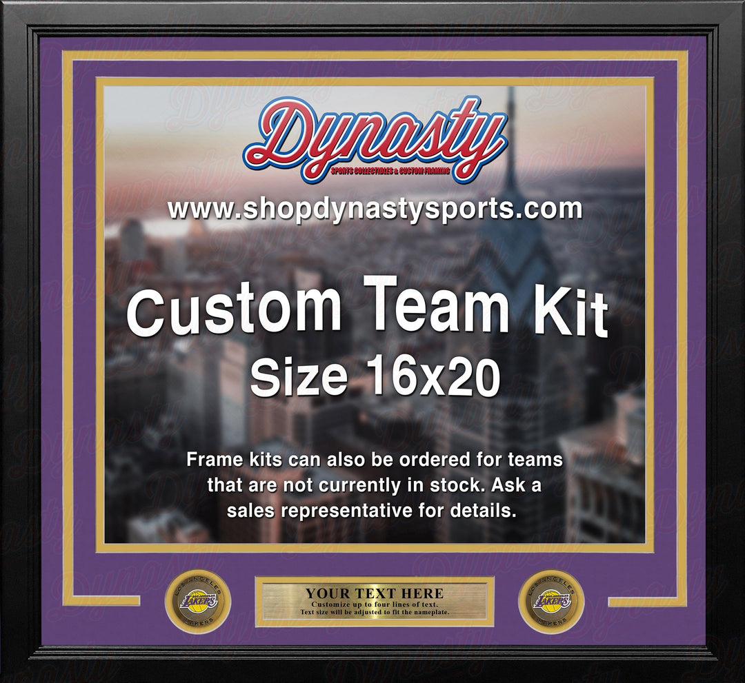 Dynasty Sports & Framing Custom Framing Purple Matting & Yellow Trim / Landscape (Horizontal); Standard Glass / No Nameplate or Medallions Los Angeles Lakers Custom NBA Basketball 16x20 Picture Frame Kit (Multiple Colors)