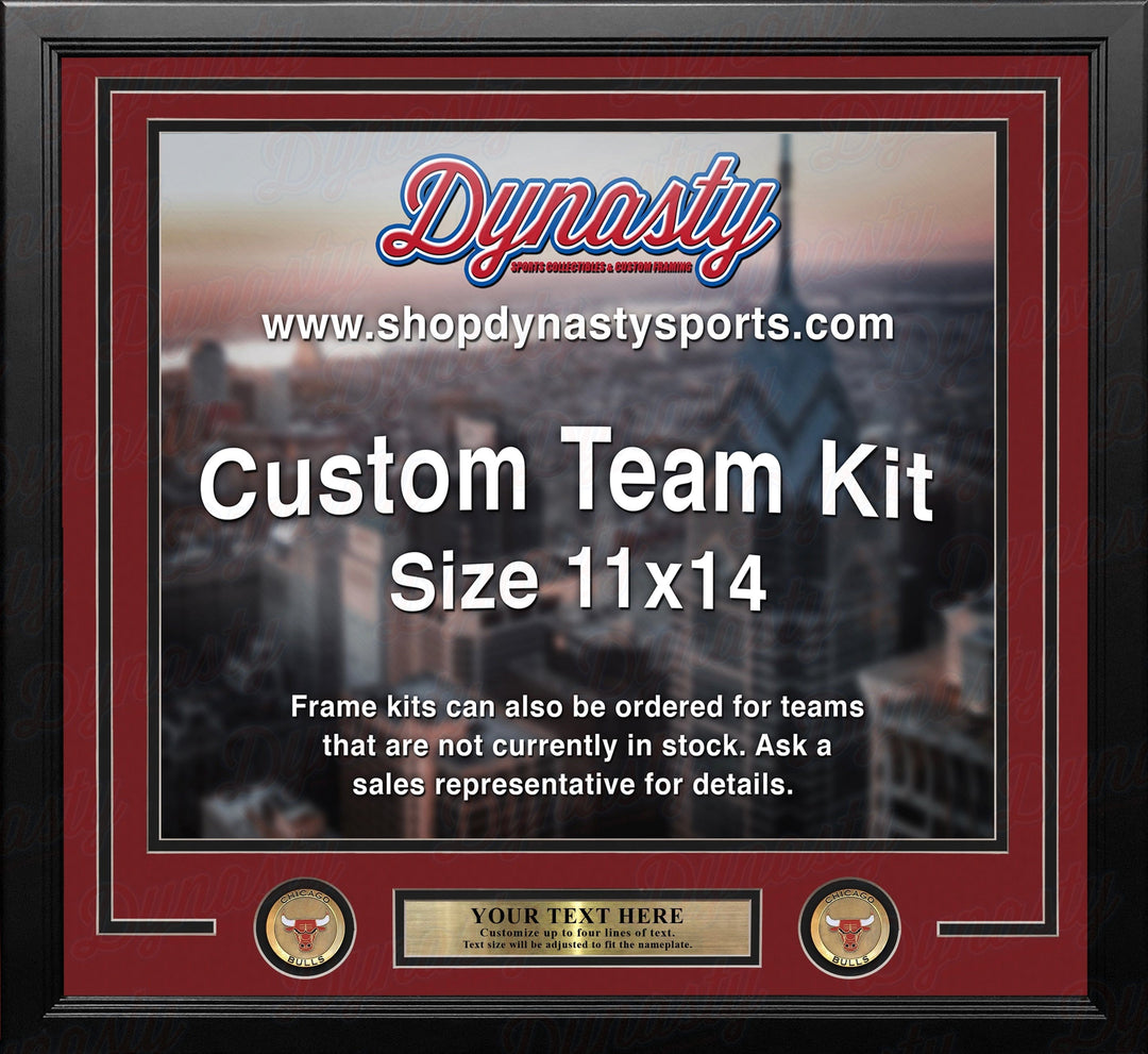 Dynasty Sports & Framing Custom Framing Red Matting & Black Trim / Landscape (Horizontal); Standard Glass / No Nameplate or Medallions Chicago Bulls Custom NBA Basketball 11x14 Picture Frame Kit (Multiple Colors)