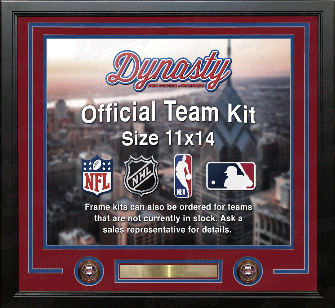 Dynasty Sports & Framing Custom Framing Red Matting & Blue Trim / Landscape (Horizontal); Standard Glass / No Nameplate or Medallions Philadelphia Phillies Custom MLB Baseball 11x14 Picture Frame Kit (Multiple Colors)