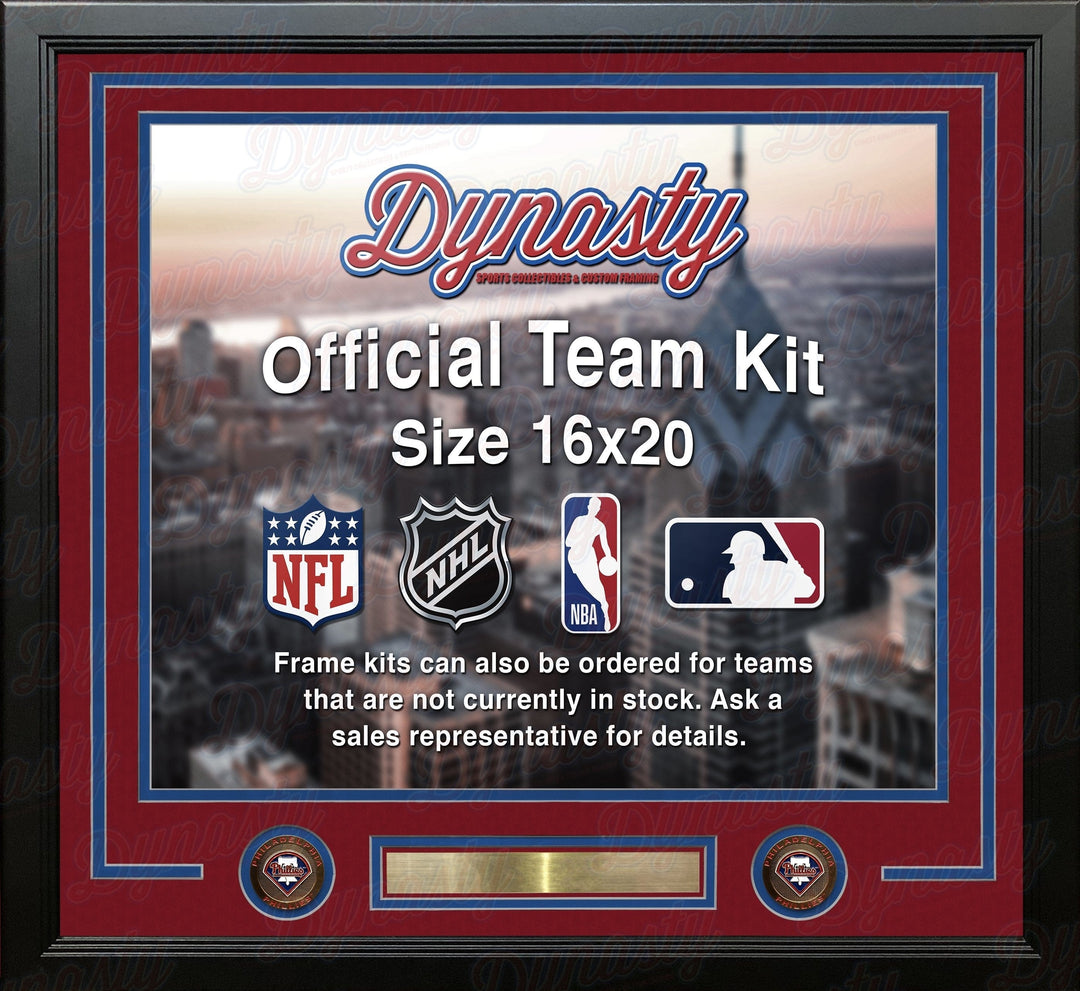 Dynasty Sports & Framing Custom Framing Red Matting & Blue Trim / Landscape (Horizontal); Standard Glass / No Nameplate or Medallions Philadelphia Phillies Custom MLB Baseball 16x20 Picture Frame Kit (Multiple Colors)