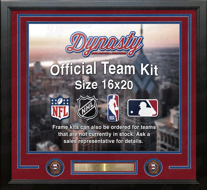 Dynasty Sports & Framing Custom Framing Red Matting & Blue Trim / Landscape (Horizontal); Standard Glass / No Nameplate or Medallions Philadelphia Phillies Custom MLB Baseball 16x20 Picture Frame Kit (Multiple Colors)