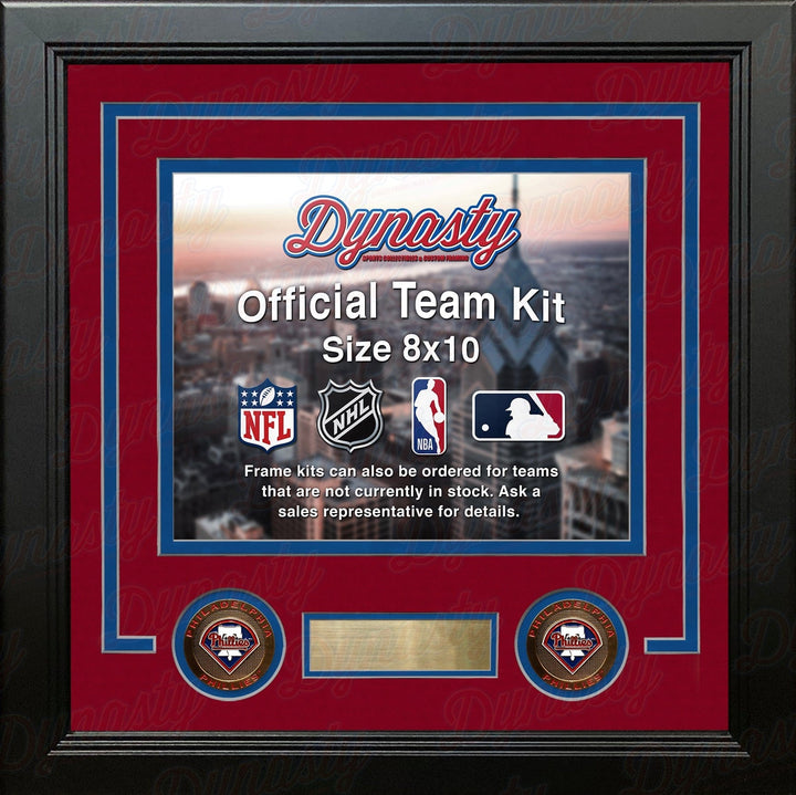 Dynasty Sports & Framing Custom Framing Red Matting & Blue Trim / Landscape (Horizontal); Standard Glass / No Nameplate or Medallions Philadelphia Phillies Custom MLB Baseball 8x10 Picture Frame Kit (Multiple Colors)