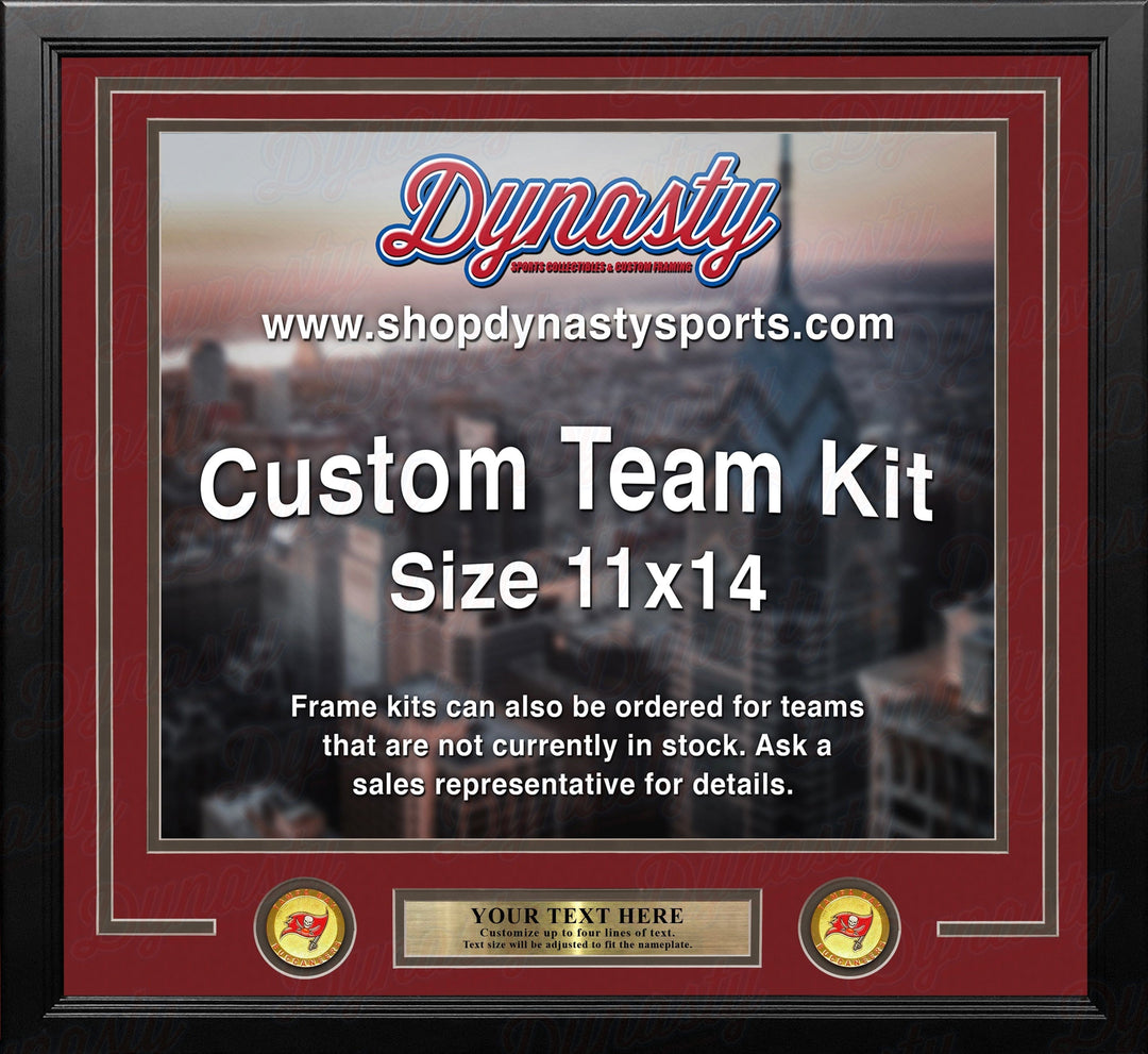 Dynasty Sports & Framing Custom Framing Red Matting & Charcoal Trim / Landscape (Horizontal); Standard Glass / No Nameplate or Medallions Tampa Bay Buccaneers Custom NFL Football 11x14 Picture Frame Kit (Multiple Colors)