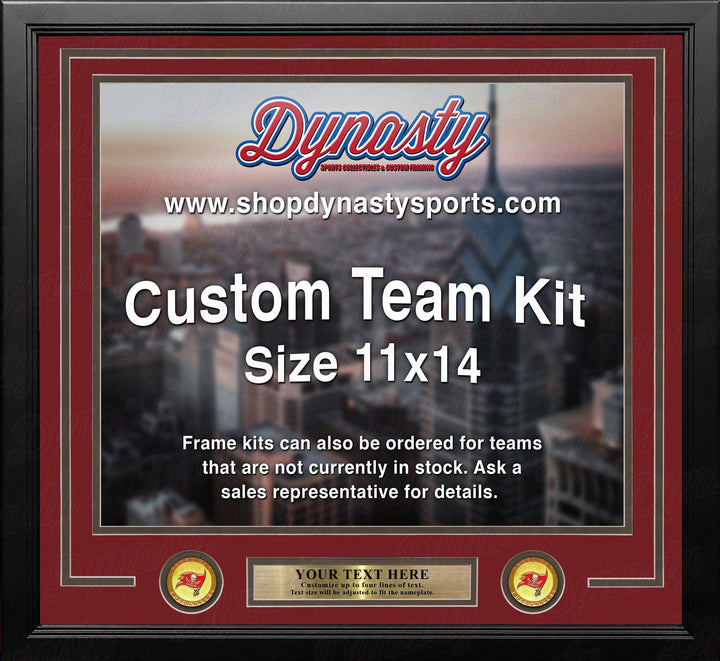 Dynasty Sports & Framing Custom Framing Red Matting & Charcoal Trim / Landscape (Horizontal); Standard Glass / No Nameplate or Medallions Tampa Bay Buccaneers Custom NFL Football 11x14 Picture Frame Kit (Multiple Colors)