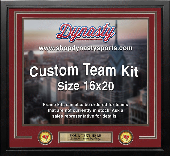 Dynasty Sports & Framing Custom Framing Red Matting & Charcoal Trim / Landscape (Horizontal); Standard Glass / No Nameplate or Medallions Tampa Bay Buccaneers Custom NFL Football 16x20 Picture Frame Kit (Multiple Colors)