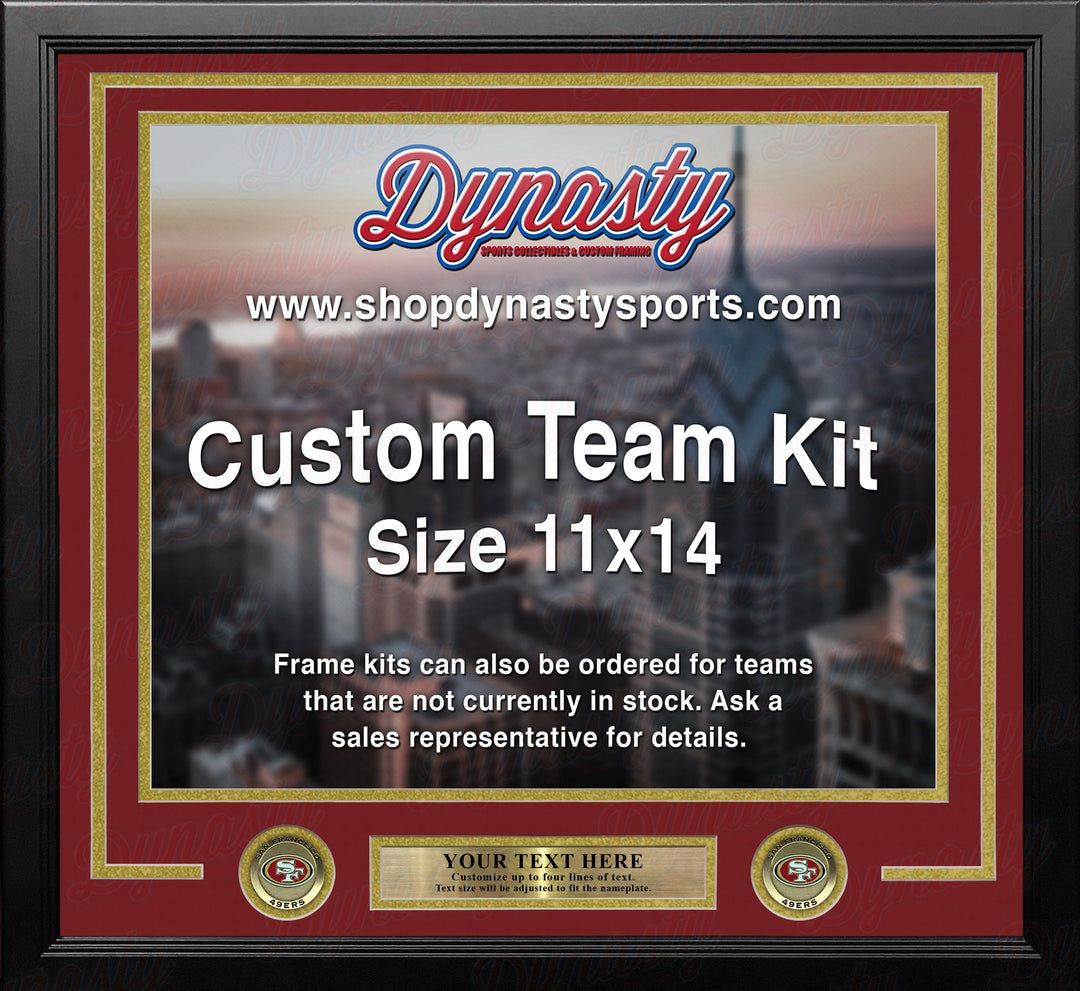 Dynasty Sports & Framing Custom Framing Red Matting & Gold Trim / Landscape (Horizontal); Standard Glass / No Nameplate or Medallions San Francisco 49ers Custom NFL Football 11x14 Picture Frame Kit (Multiple Colors)