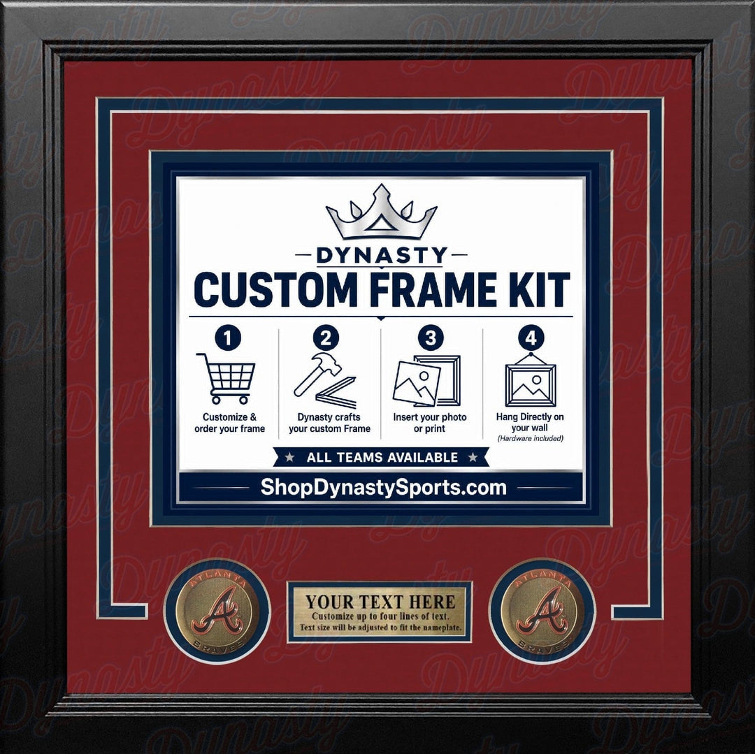 Dynasty Sports & Framing Custom Framing Red Matting & Navy Blue Trim / Landscape (Horizontal); Standard Glass / No Nameplate or Medallions Atlanta Braves Custom MLB Baseball 11x14 Picture Frame Kit (Multiple Colors)