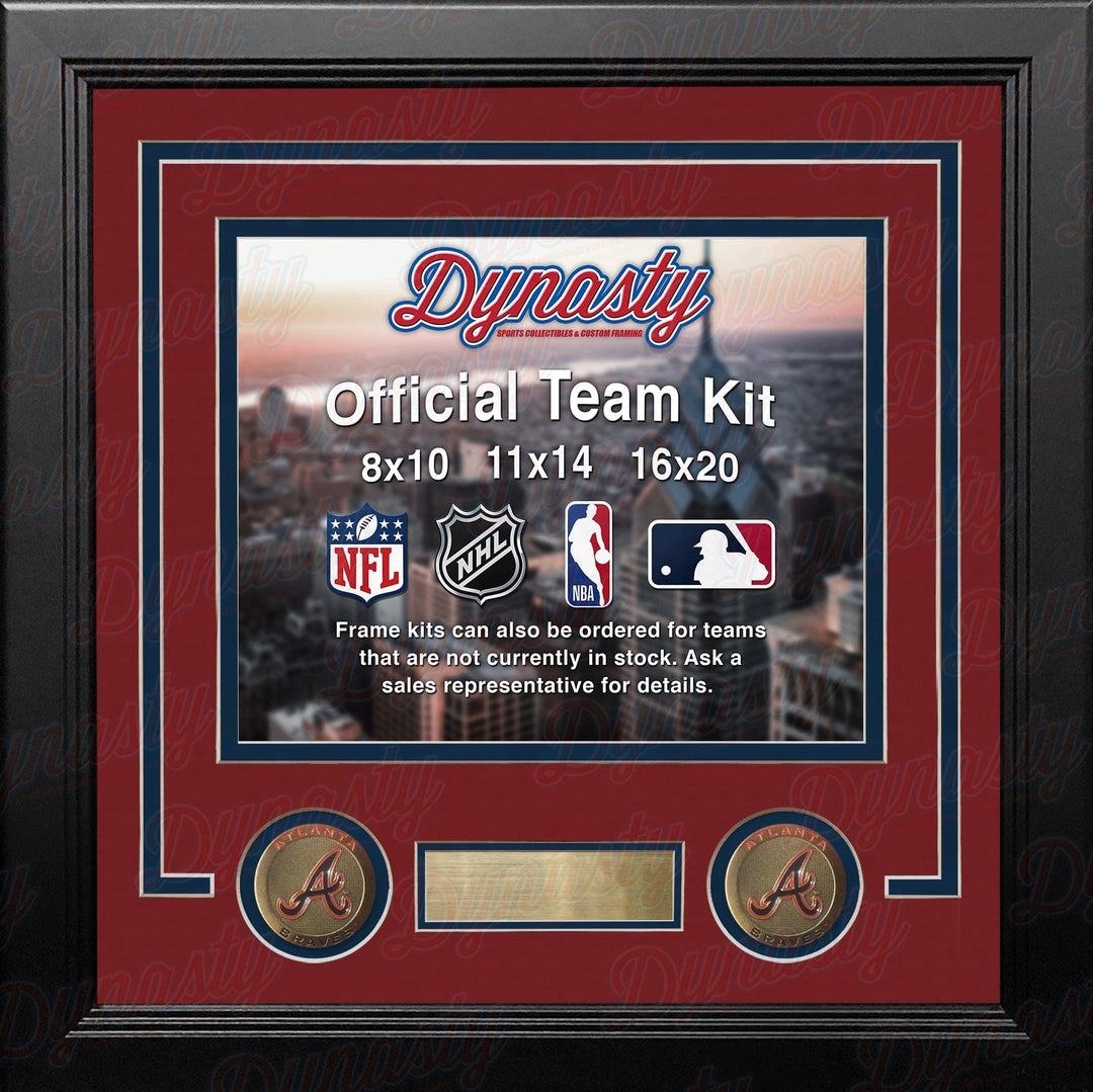 Dynasty Sports & Framing Custom Framing Red Matting & Navy Blue Trim / Landscape (Horizontal); Standard Glass / No Nameplate or Medallions Atlanta Braves Custom MLB Baseball 16x20 Picture Frame Kit (Multiple Colors)