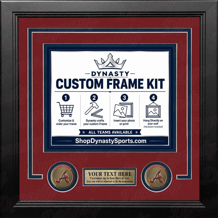 Dynasty Sports & Framing Custom Framing Red Matting & Navy Blue Trim / Landscape (Horizontal); Standard Glass / No Nameplate or Medallions Atlanta Braves Custom MLB Baseball 16x20 Picture Frame Kit (Multiple Colors)