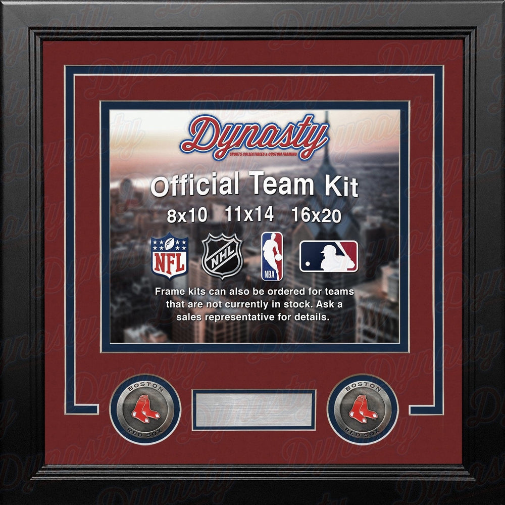Dynasty Sports & Framing Custom Framing Red Matting & Navy Blue Trim / Landscape (Horizontal); Standard Glass / No Nameplate or Medallions Boston Red Sox Custom MLB Baseball 11x14 Picture Frame Kit (Multiple Colors)