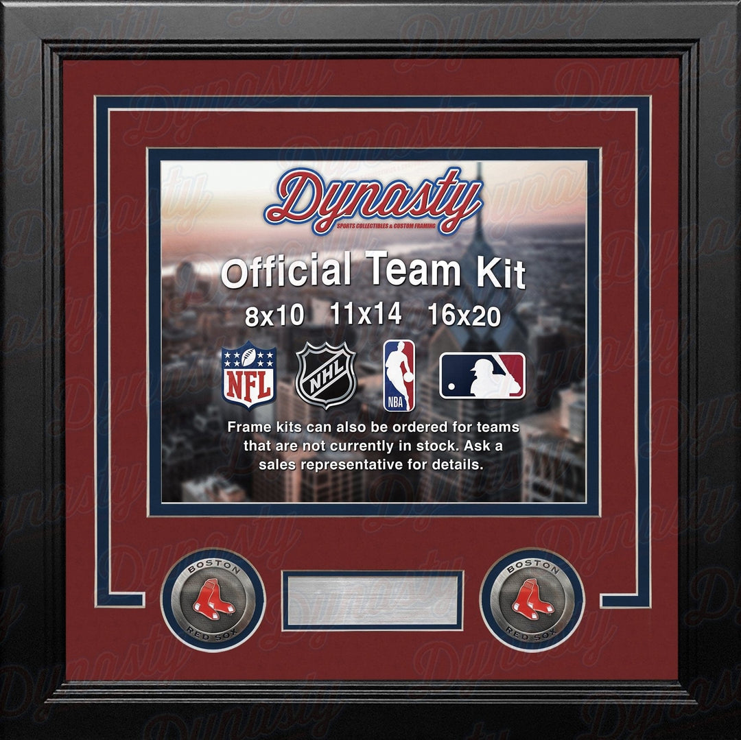 Dynasty Sports & Framing Custom Framing Red Matting & Navy Blue Trim / Landscape (Horizontal); Standard Glass / No Nameplate or Medallions Boston Red Sox Custom MLB Baseball 8x10 Picture Frame Kit (Multiple Colors)