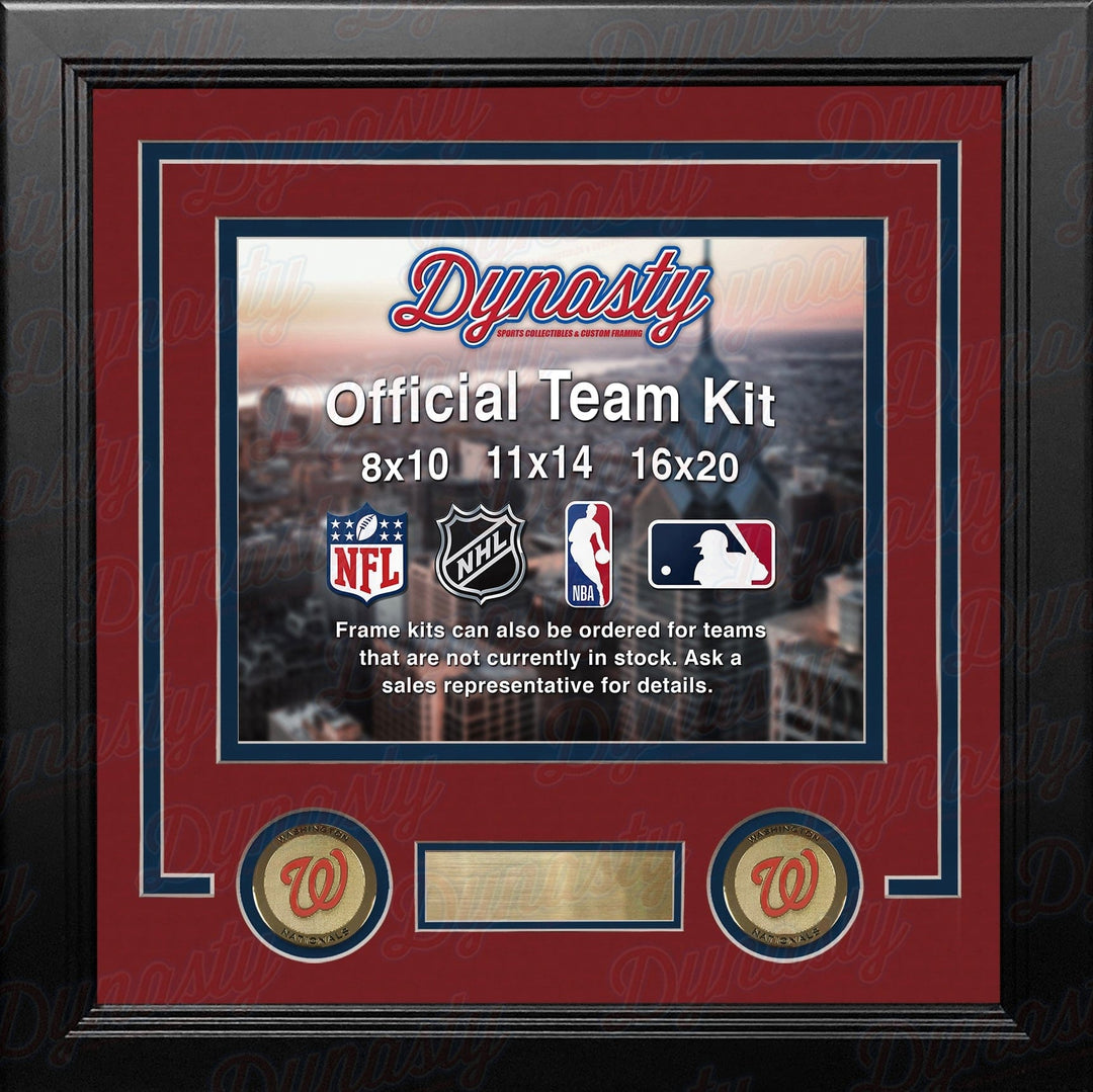 Dynasty Sports & Framing Custom Framing Red Matting & Navy Blue Trim / Landscape (Horizontal); Standard Glass / No Nameplate or Medallions Washington Nationals Custom MLB Baseball 8x10 Picture Frame Kit (Multiple Colors)