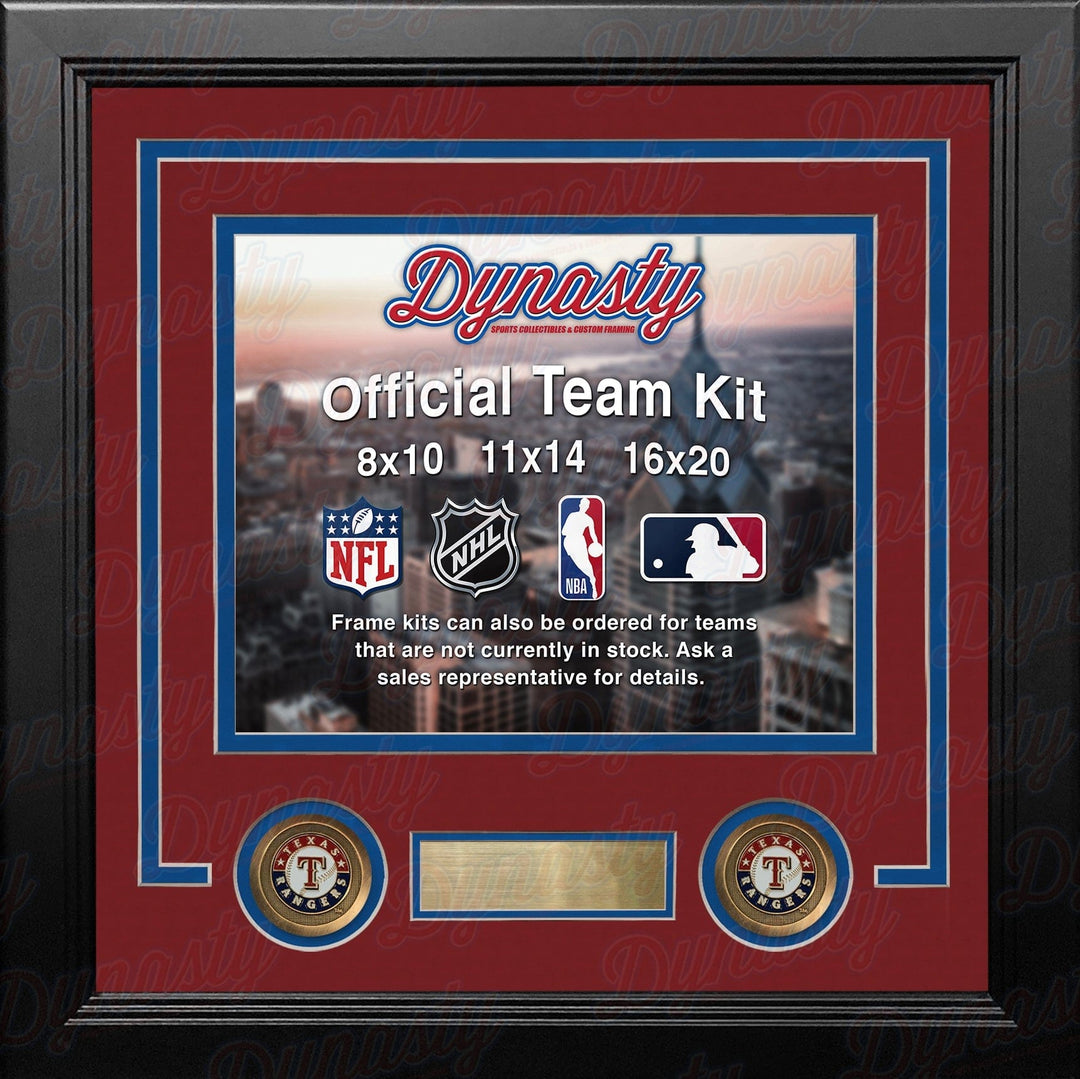 Dynasty Sports & Framing Custom Framing Red Matting & Royal Blue Trim / Landscape (Horizontal); Standard Glass / No Nameplate or Medallions Texas Rangers Custom MLB Baseball 16x20 Picture Frame Kit (Multiple Colors)