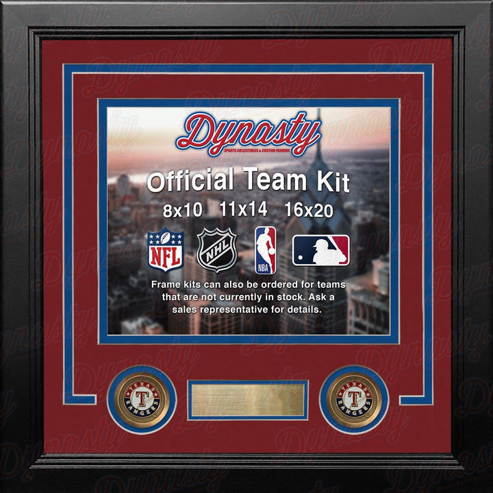 Dynasty Sports & Framing Custom Framing Red Matting & Royal Blue Trim / Landscape (Horizontal); Standard Glass / No Nameplate or Medallions Texas Rangers Custom MLB Baseball 16x20 Picture Frame Kit (Multiple Colors)