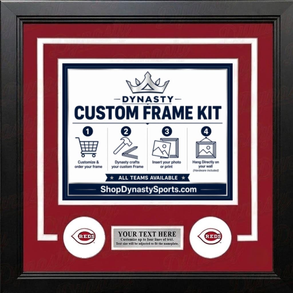 Dynasty Sports & Framing Custom Framing Red Matting & White Trim / Landscape (Horizontal); Standard Glass / No Nameplate or Logos Cincinnati Reds Custom MLB Baseball 11x14 Picture Frame Kit (Multiple Colors)