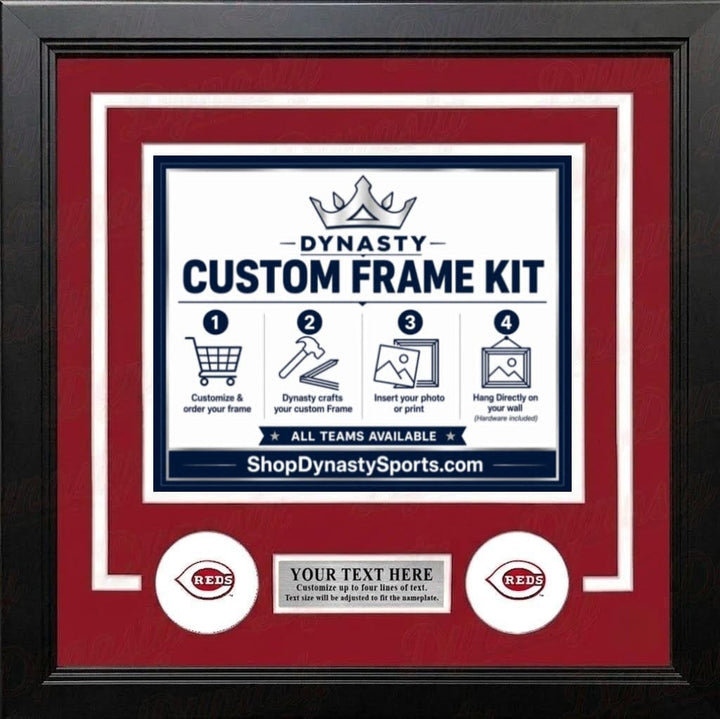 Dynasty Sports & Framing Custom Framing Red Matting & White Trim / Landscape (Horizontal); Standard Glass / No Nameplate or Logos Cincinnati Reds Custom MLB Baseball 11x14 Picture Frame Kit (Multiple Colors)