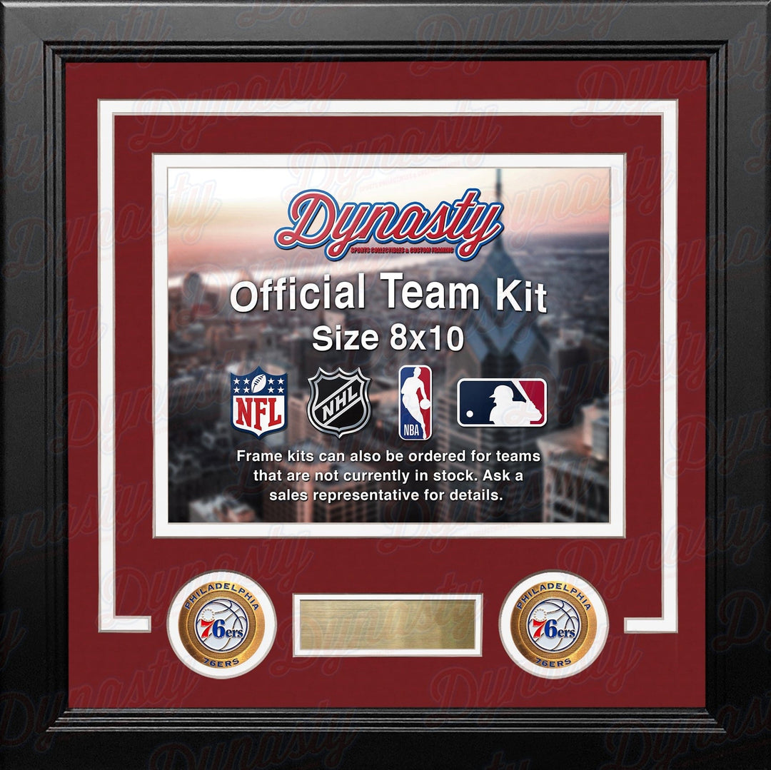 Dynasty Sports & Framing Custom Framing Red Matting & White Trim / Landscape (Horizontal); Standard Glass / No Nameplate or Medallions Philadelphia 76ers Custom NBA Basketball 8x10 Picture Frame Kit (Multiple Colors)