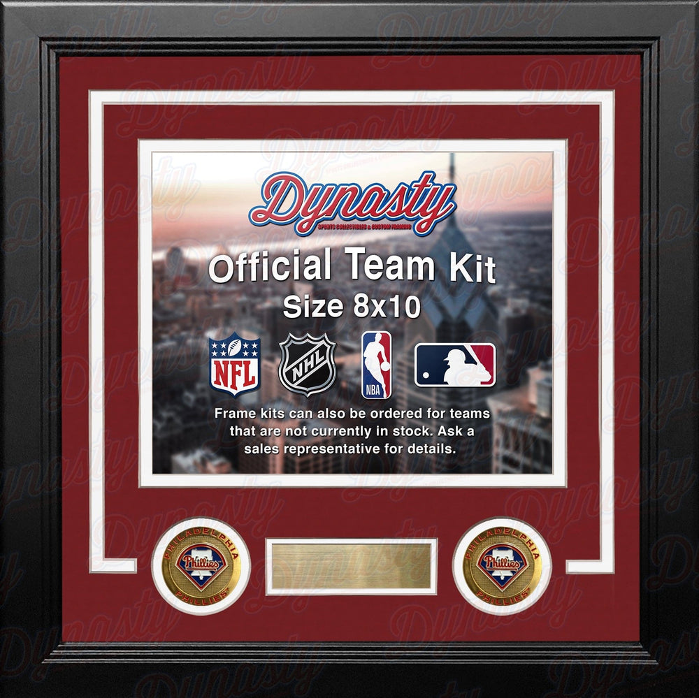 Dynasty Sports & Framing Custom Framing Red Matting & White Trim / Landscape (Horizontal); Standard Glass / No Nameplate or Medallions Philadelphia Phillies Custom MLB Baseball 8x10 Picture Frame Kit (Multiple Colors)