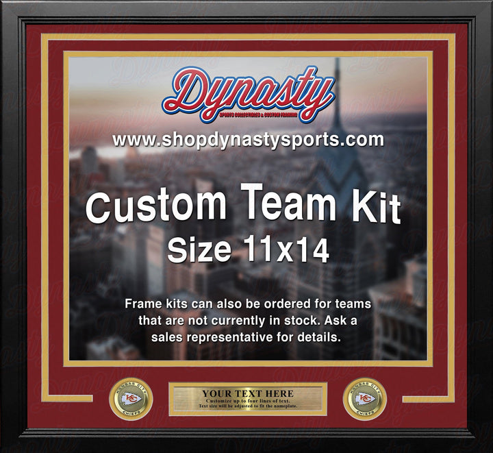 Dynasty Sports & Framing Custom Framing Red Matting & Yellow Trim / Landscape (Horizontal); Standard Glass / No Nameplate or Medallions Kansas City Chiefs Custom NFL Football 11x14 Picture Frame Kit (Multiple Colors)