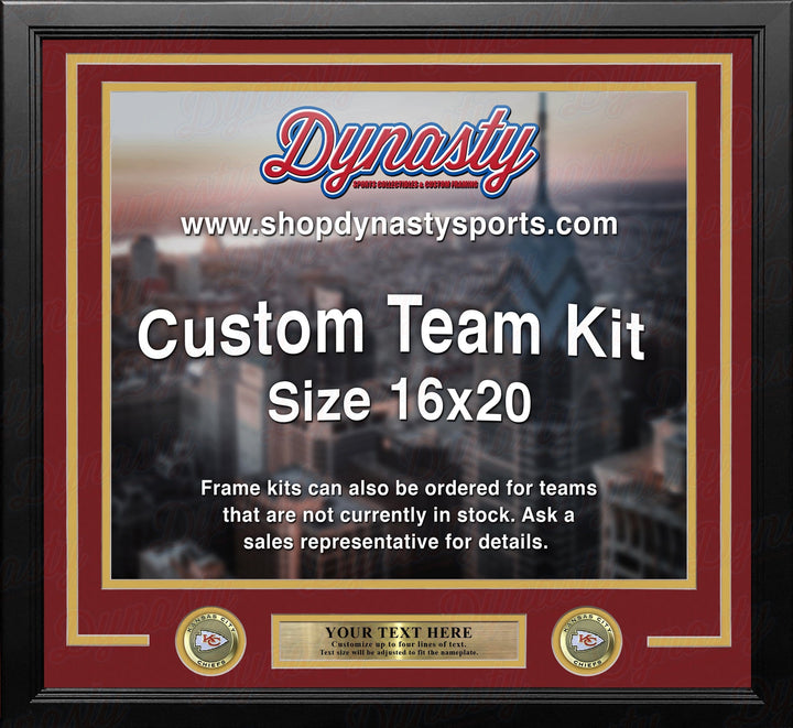 Dynasty Sports & Framing Custom Framing Red Matting & Yellow Trim / Landscape (Horizontal); Standard Glass / No Nameplate or Medallions Kansas City Chiefs Custom NFL Football 16x20 Picture Frame Kit (Multiple Colors)