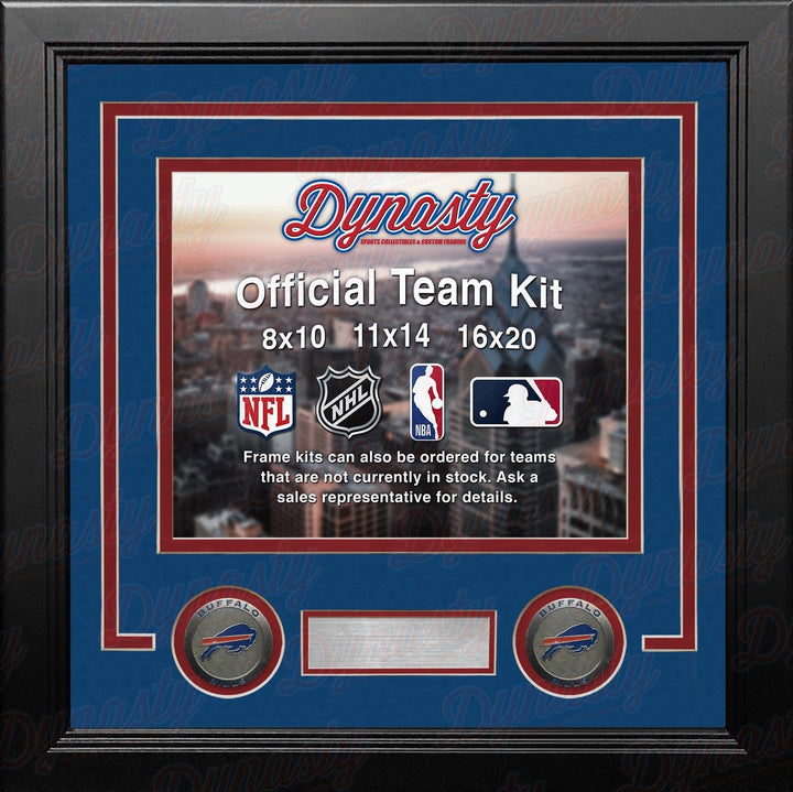 Dynasty Sports & Framing Custom Framing Royal Blue Matting & Red Trim / Landscape (Horizontal); Standard Glass / No Nameplate or Medallions Buffalo Bills Custom NFL Football 16x20 Picture Frame Kit (Multiple Colors)