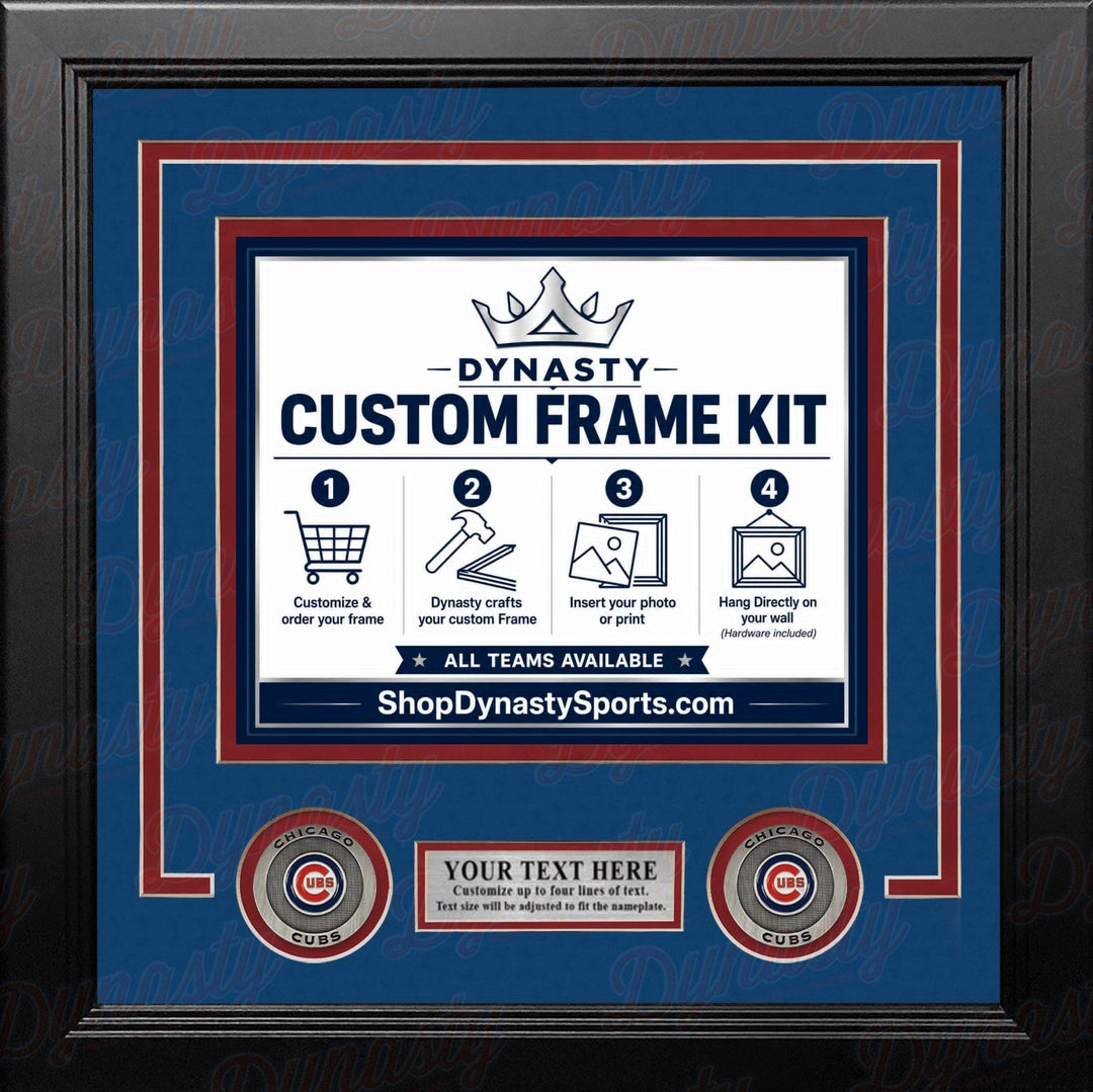 Dynasty Sports & Framing Custom Framing Royal Blue Matting & Red Trim / Landscape (Horizontal); Standard Glass / No Nameplate or Medallions Chicago Cubs Custom MLB Baseball 11x14 Picture Frame Kit (Multiple Colors)