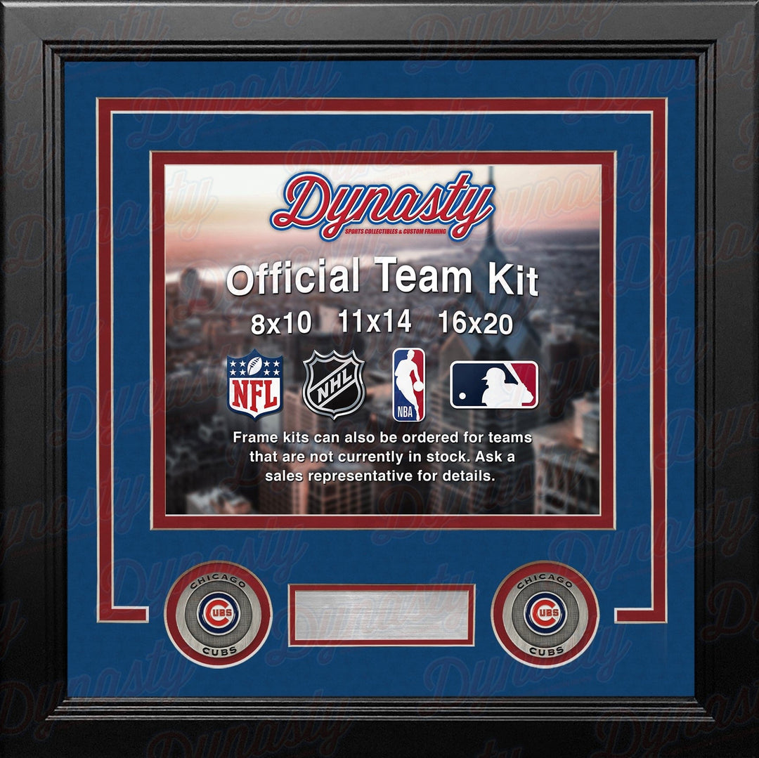 Dynasty Sports & Framing Custom Framing Royal Blue Matting & Red Trim / Landscape (Horizontal); Standard Glass / No Nameplate or Medallions Chicago Cubs Custom MLB Baseball 8x10 Picture Frame Kit (Multiple Colors)