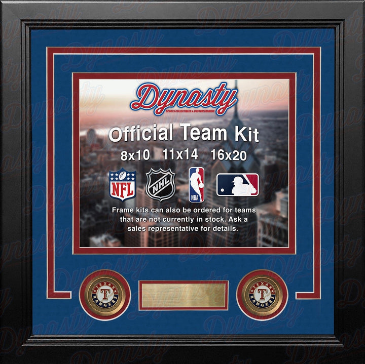Dynasty Sports & Framing Custom Framing Royal Blue Matting & Red Trim / Landscape (Horizontal); Standard Glass / No Nameplate or Medallions Texas Rangers Custom MLB Baseball 16x20 Picture Frame Kit (Multiple Colors)