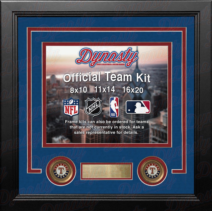 Dynasty Sports & Framing Custom Framing Royal Blue Matting & Red Trim / Landscape (Horizontal); Standard Glass / No Nameplate or Medallions Texas Rangers Custom MLB Baseball 8x10 Picture Frame Kit (Multiple Colors)