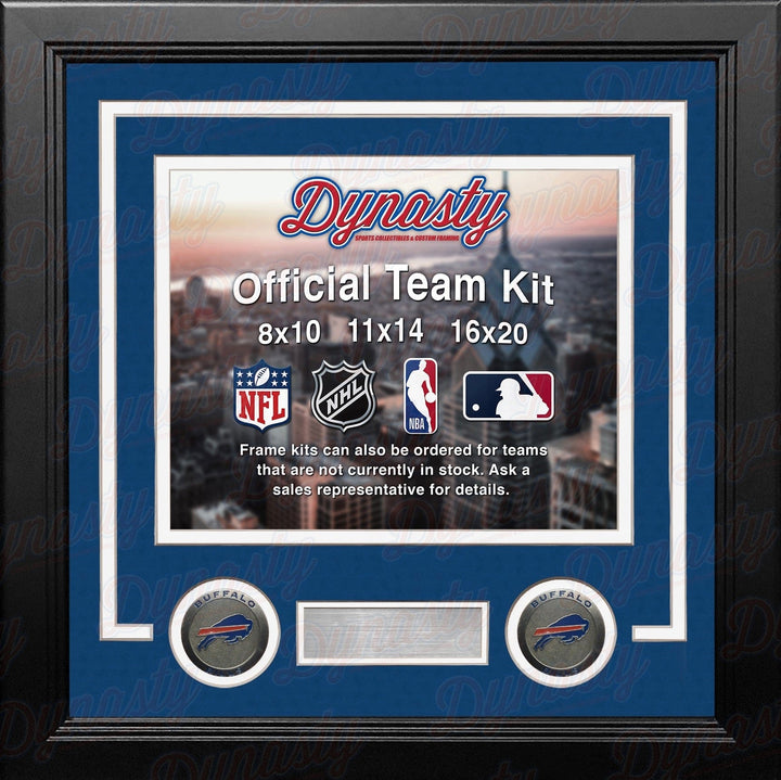 Dynasty Sports & Framing Custom Framing Royal Blue Matting & White Trim / Landscape (Horizontal); Standard Glass / No Nameplate or Medallions Buffalo Bills Custom NFL Football 8x10 Picture Frame Kit (Multiple Colors)